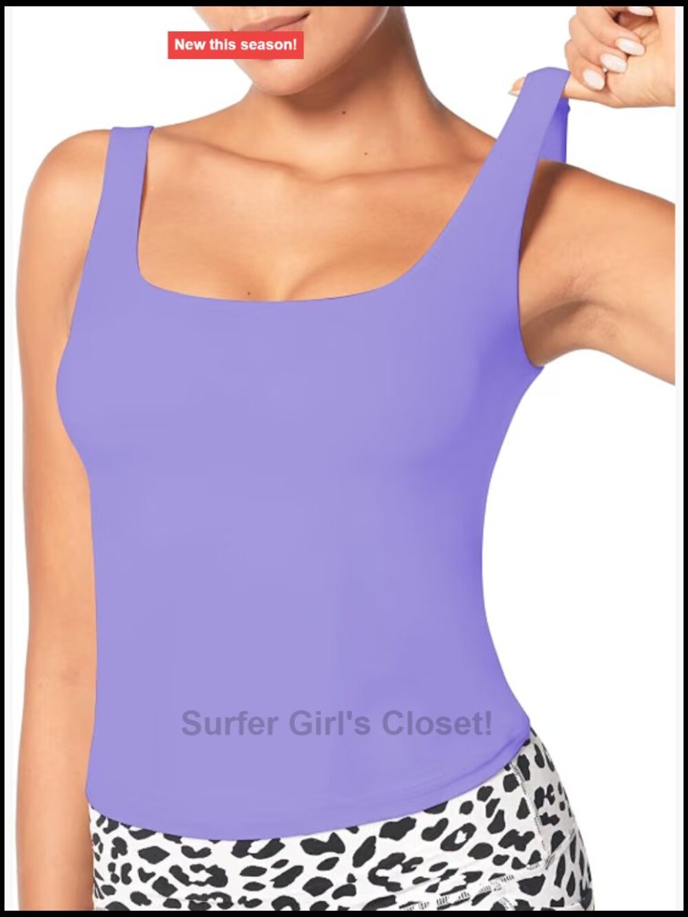 Seamless Square Neck Double Lined Fitted Tank Top for Yoga Layering